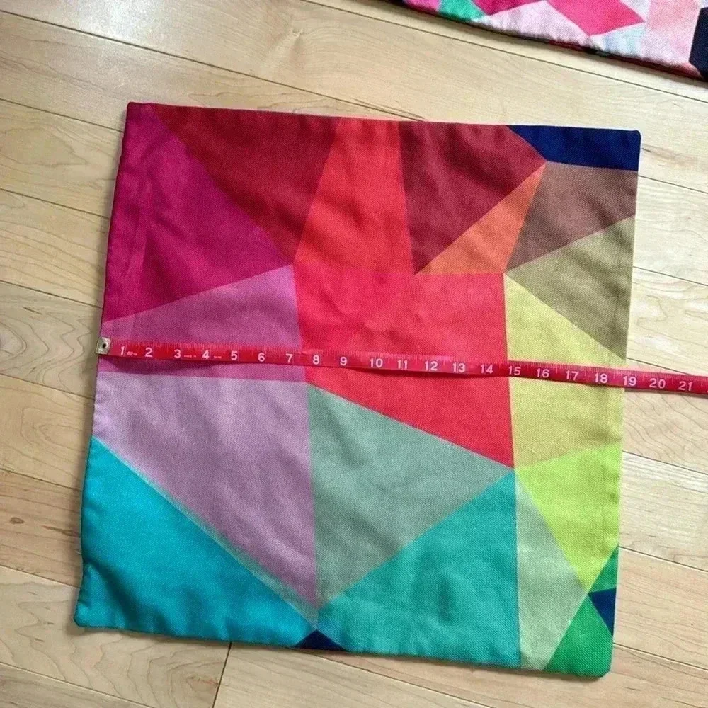 2 Geometric Modern Pillow Cases about 19”x19”